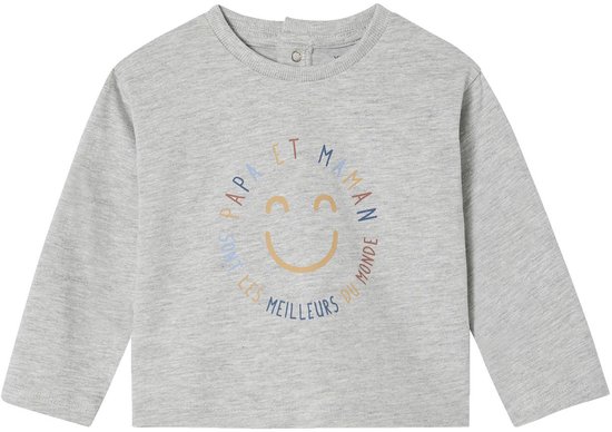 T-Shirt Bébé Manches Longues Vertbaudet – Imprimé Banquise (Pingouins, Igloos) – 100% Coton Bio – Ouverture Pressionnée Dos