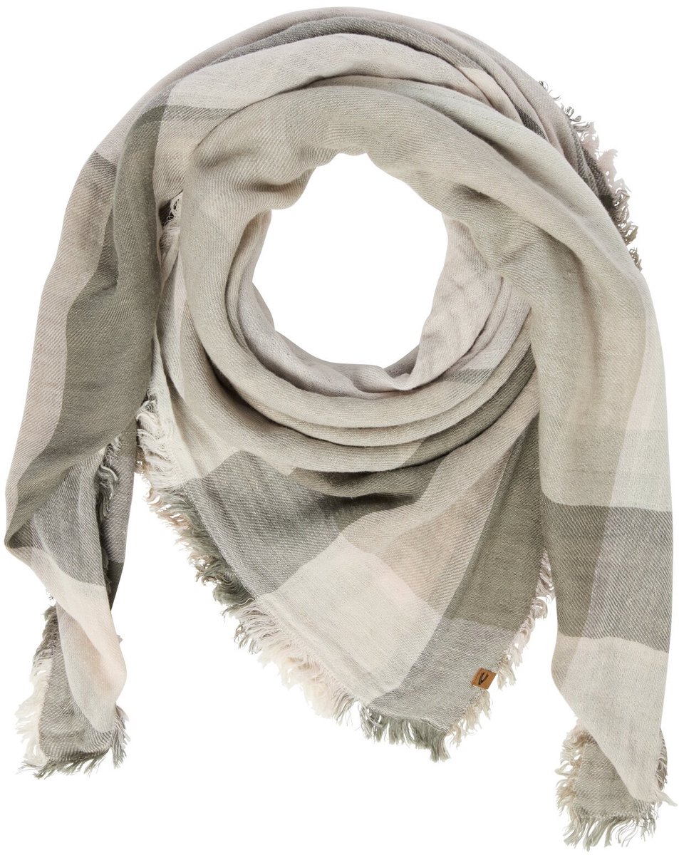 camel active Sjaal van een katoenmix - Maat womenswear-OS - Grijs - Groen