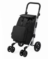 Packaway Boodschappentrolley met 4 wielen - boodschappenwagen deluxe met koelvak en verstelbaar handvat – 60 liter – zwart