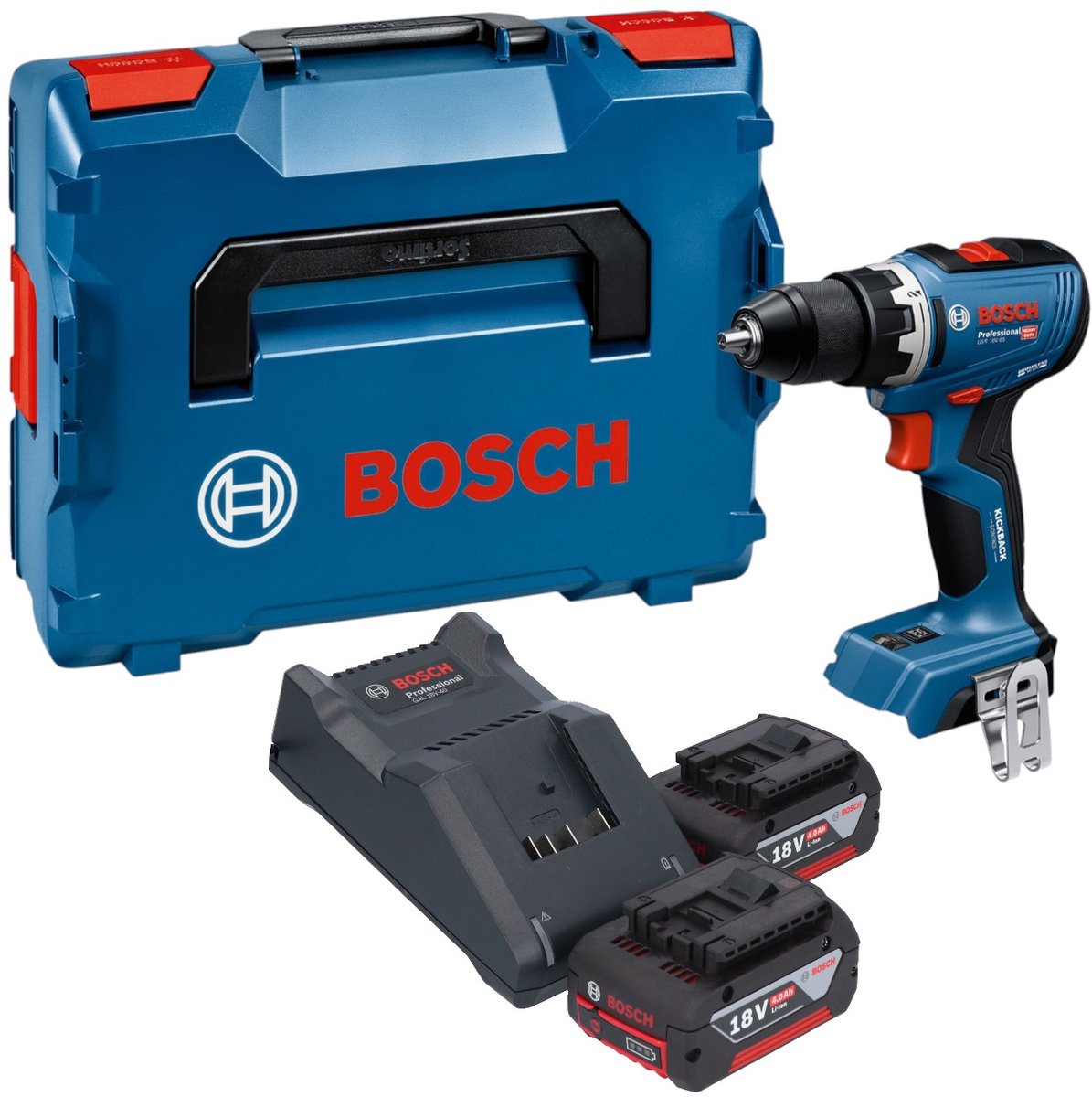 Bosch GSR 18V-65 Professional accuboormachine 18 V 63 Nm borstelloos + 2x accu 4,0 Ah + oplader + L-Boxx