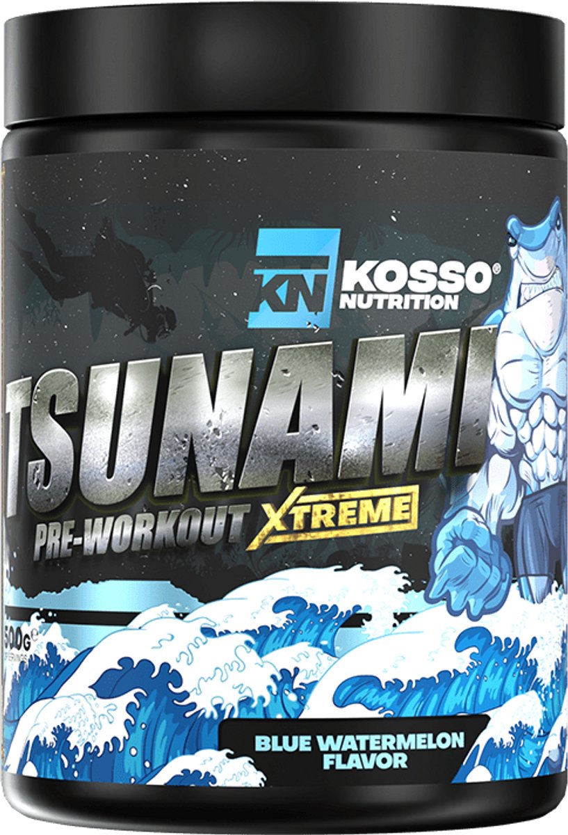 Kosso Nutrition – Tsunami Xtreme Pre-Workout – Blue Watermelon – Extreme Pomp & Energie – 27 Doseringen