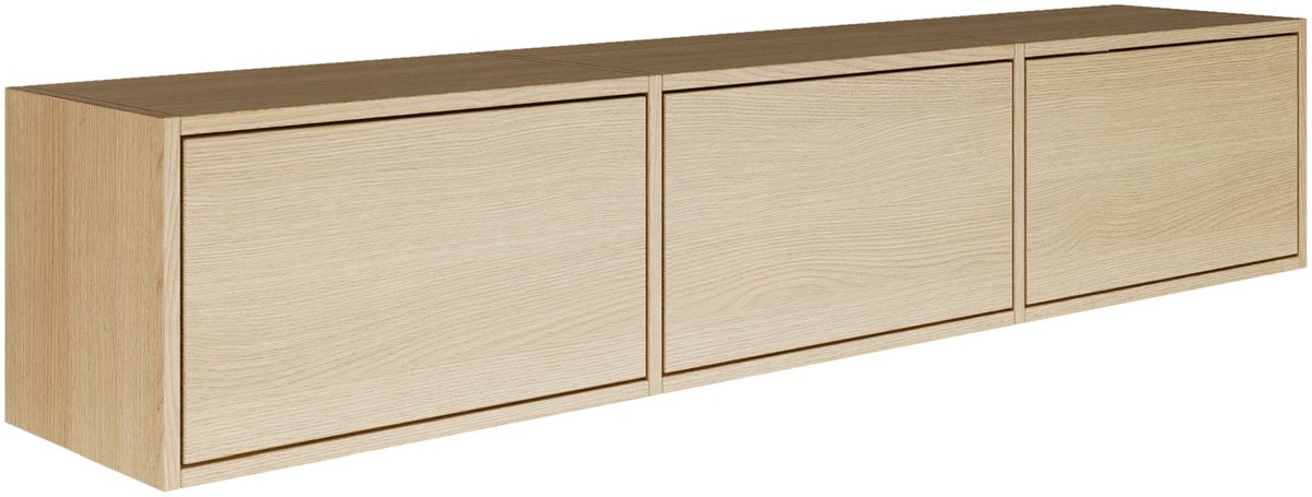 Selsey Framme – zwevend tv-meubel met drie kleppen, eikenhout look, 150 cm Houtlook eiken