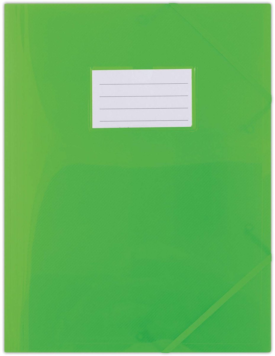 DONAU documentenmap met elastiek PP A4 480 micron 3 kleppen semi-transparant groen / / Type-3 kleppen/Type-Met elastiek, Met label/Index-N.v.t. / Insteekhoezen-N.v.t. / Materiaal-Pp/Tabbladen-N.v.t.