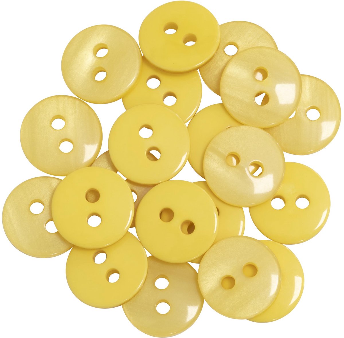 AERZETIX - C67882 - Set van 20 ronde naaiknopen Ø12,5 mm met 2 gaten L20 20L - kleur lichtgeel - van kunststof - confectie fournituren naaien kleding mode decoratie