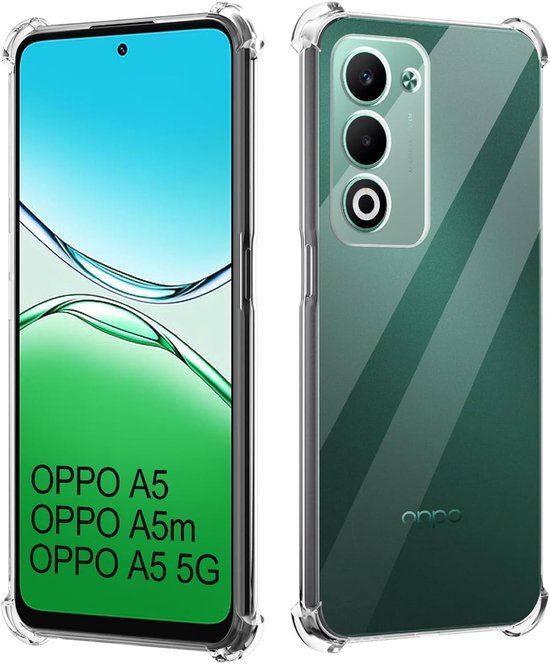 Casemania Hoesje Geschikt voor Oppo A5 5G / A5M - Transparant - Anti-Shock Back Cover met Camera Bescherming - Val/Stoot-Proof Telefoonhoesje