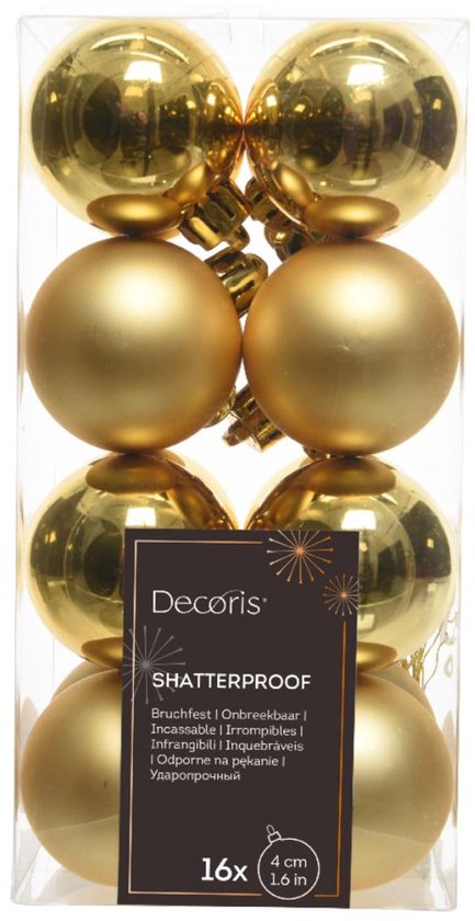 Boule de Noël en plastique brillant mat 40 mm or clair