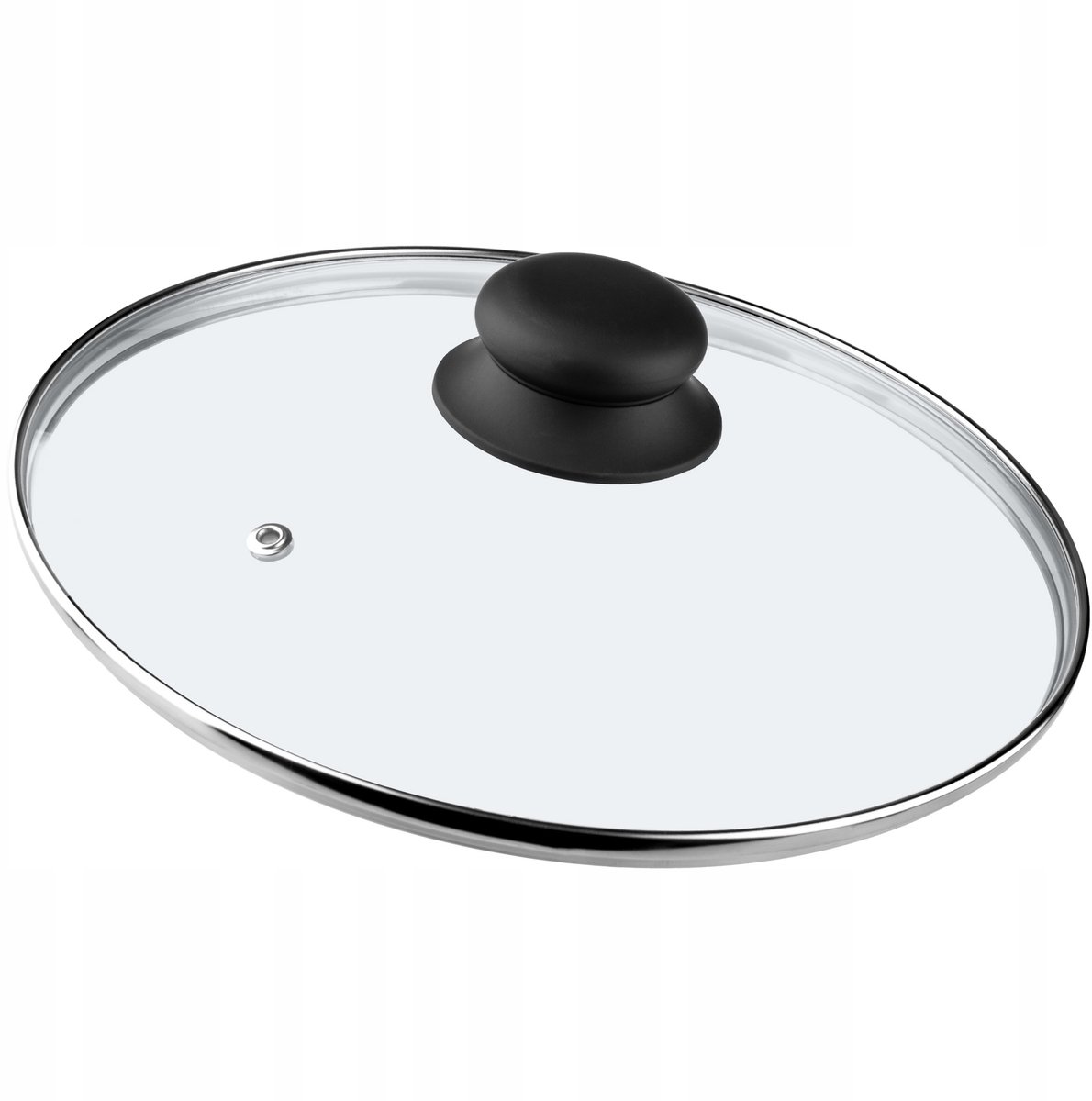 KADAX glazen deksel met siliconen handgreep, hittebestendig deksel voor potten, deksel met stoomgat, universeel deksel in verschillende maten, rond (22 cm, zwart)