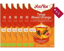 Yogi Tea Tangy Blood Orange - Biologische Kruidenthee met Hibiscus, Citrus en Zoethout voor een Fruitige en Verkwikkende Smaak - Tray van 6 Stuks
