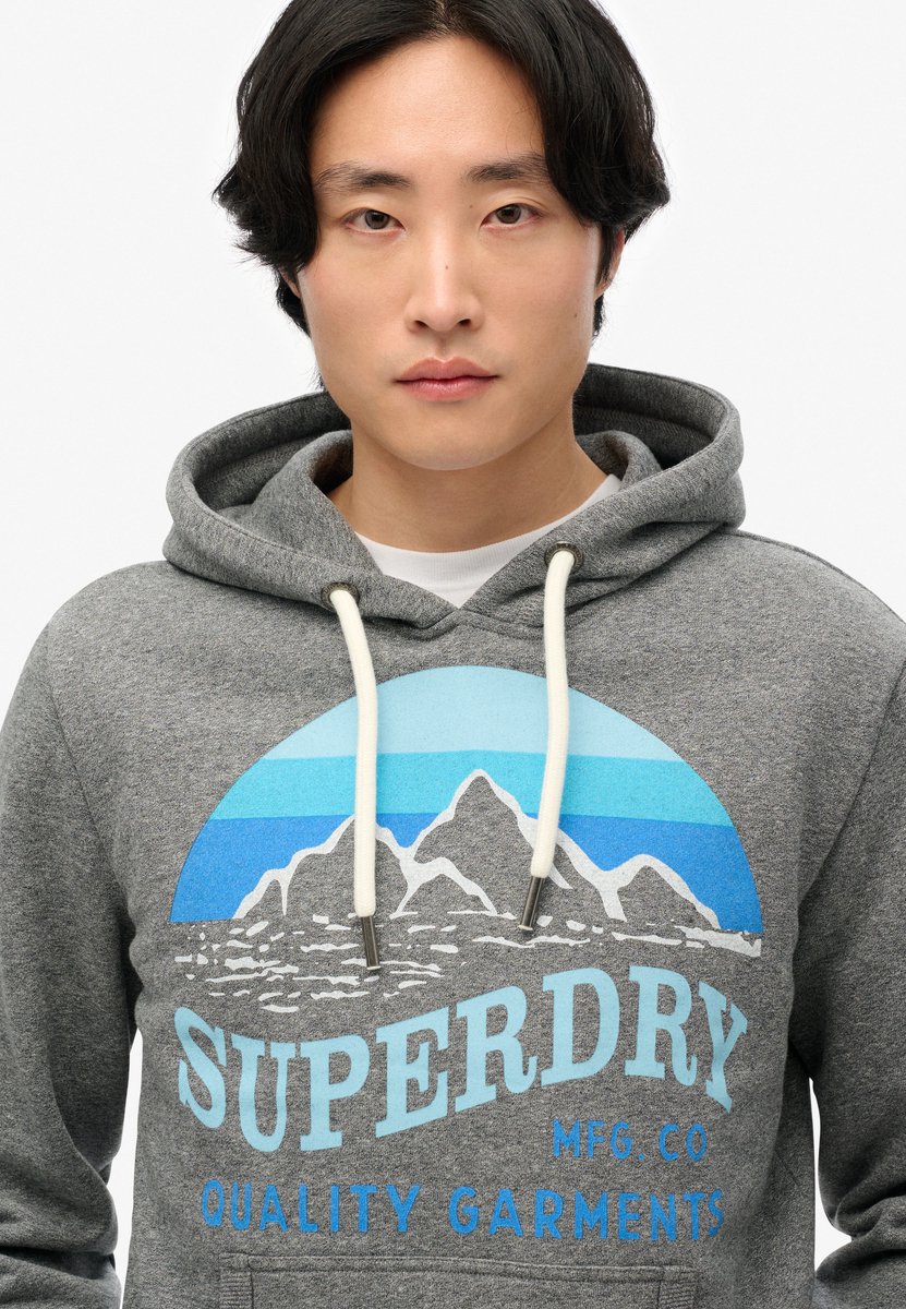 Superdry Great Outdoors hoodie met merklogo en relaxte pasvorm Heren Hoodies Zwart