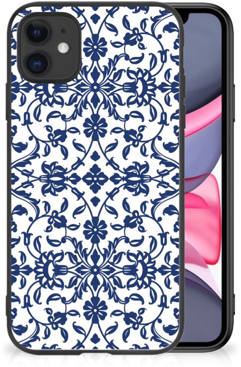iPhone 11 Bloemen Hoesje Flower Blue