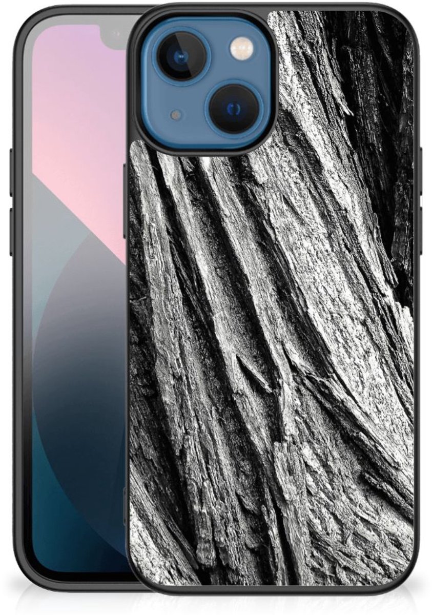 Back Cover voor Houten Print Telefoonhoesje Apple iPhone 13 mini Boomschors Grijs