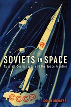 Couverture du livre 'Sovjets in Space', montrant une fusée et un satellite survolant la Terre. Texte : 'Sovjets in Space', 'Russia's Cosmonauts and the Space Frontier', 'CCCP', 'COLIN BURGESS'.