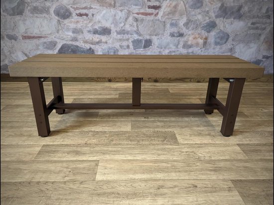 Aluminium tuinbank MCW-K60, bank parkbank balkonbank, weerbestendig WPC 120cm, bruin