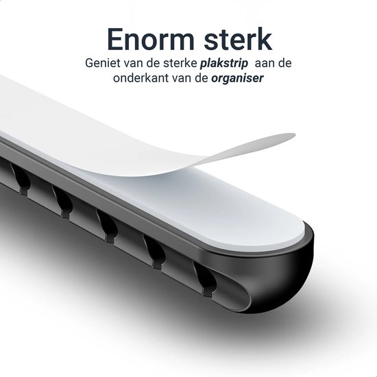 Qost - Organiseur de câbles - Pour 5 Câbles - Serre-câbles - Auto-adhésif - Support de câbles - Gestion des câbles - Zwart