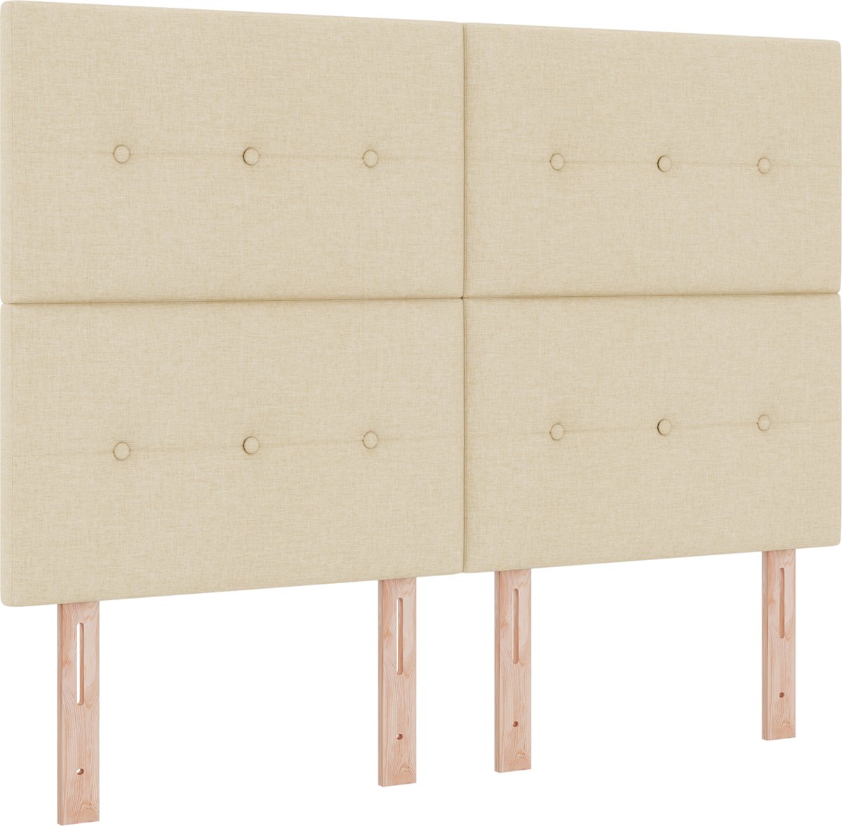 vidaXL - Boxspring - bed - met - hoofdeinde - Crème - 140 - x - 200 - cm - Stof
