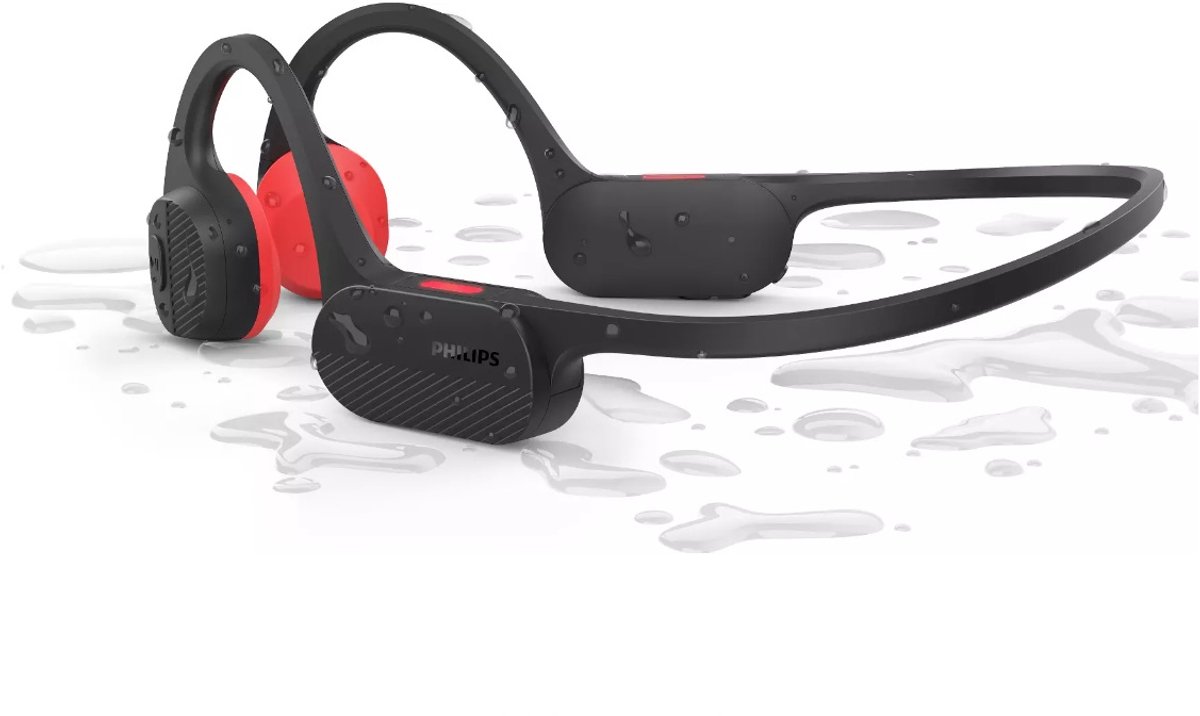 Philips TAA5608 GO Series - Draadloze Open-ear Sportkoptelefoon - Bone Conduction - IP66 - Zwart/Rood
