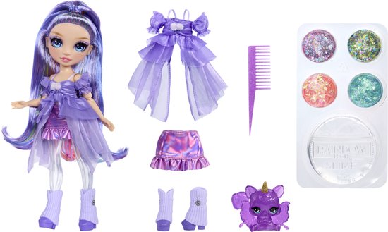 Rainbow High Shimmers met slijm-modepop - Violet (paars) van Rainbow High — afbeelding 3