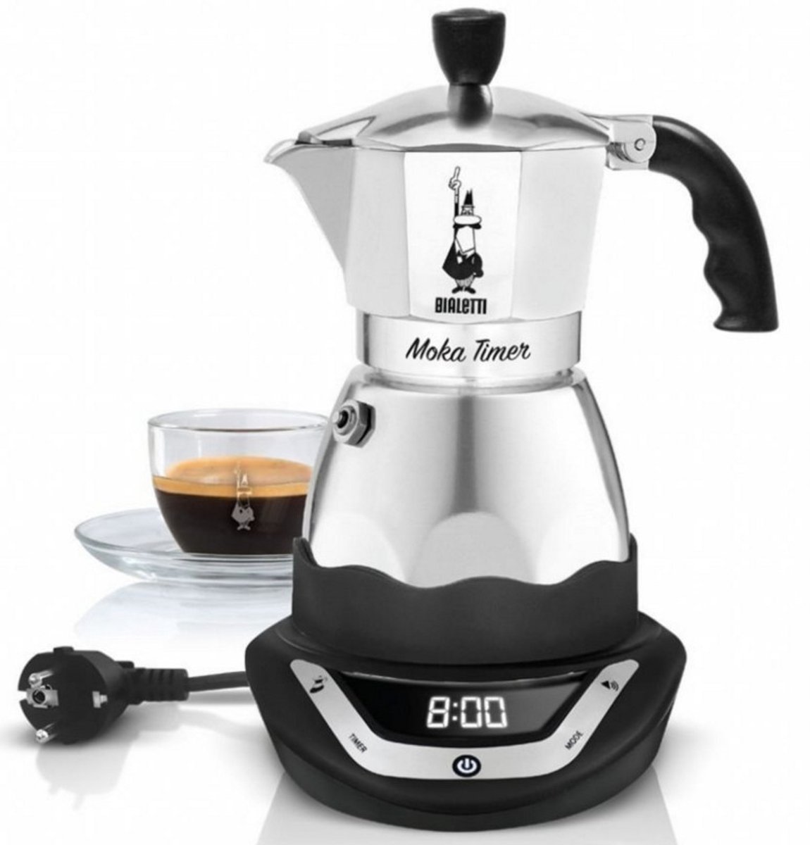 Bialetti Easy Timer Moka espressomaker - Percolator - 3 kops - Elektrisch - Aluminium