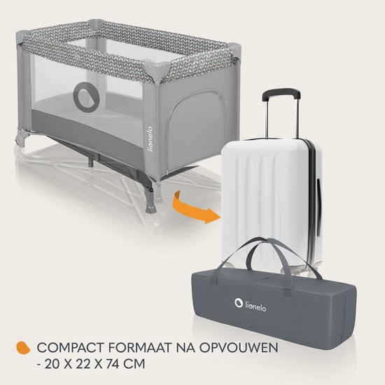 Lionelo Stefi - Meegroeibed - Campingbedje - 125x65cm - tot 15kg - Co-sleeper - Transporttas van LIONELO — afbeelding 4