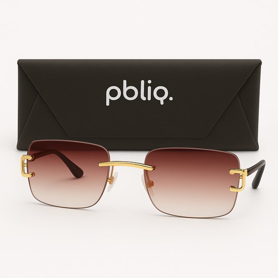 PBLIQ® Zonnebril Randloos - Heren - Dames - Bruin - Goud van Merkloos — afbeelding 3