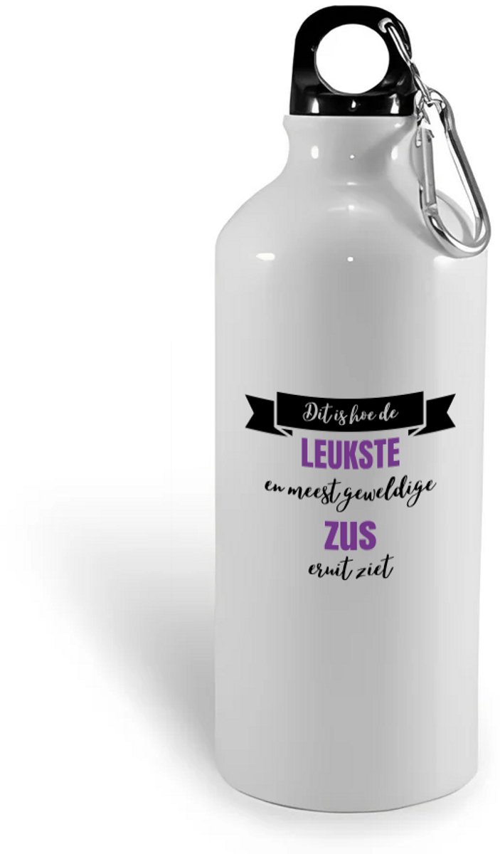 Hacebo® - Leukste zus eruit ziet waterfles - Zus - beste zus - verjaardagscadeau - cadeau voor zus - gift - kado - water fles - 400ML
