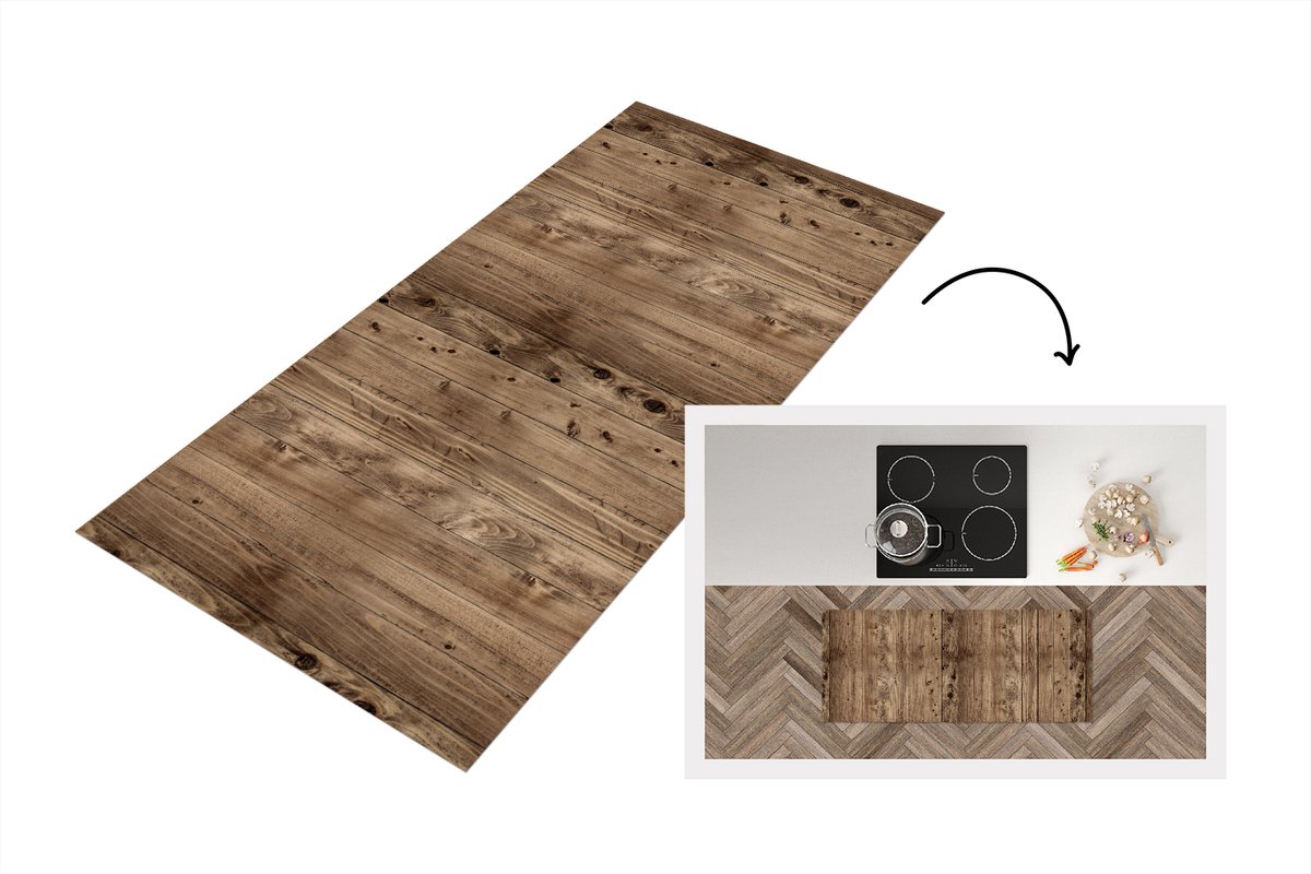 KitchenYeah Keukenloper 120x50 cm - Keukenmat vinyl Eikenhout - Patronen - Planken - Keukenmatten loper - Keuken vloerkleed tapijt