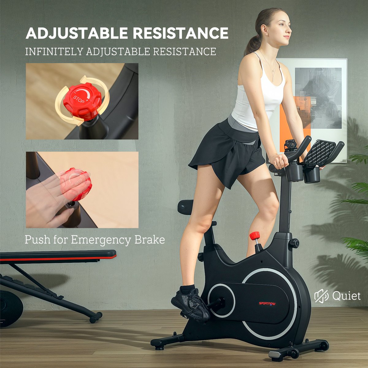 Afbeelding 2 van SPORTNOW-Liegeergometer-Stahl-97L x 52B x 103-113H cm-Schwarz