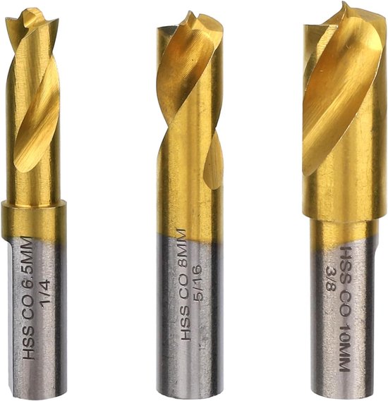HSS CO Cobalt Spot Weld Drill Bit Set Kit Weld Cutter Cutting Accessories 1/4in 5/16in 3/8in Drill Bit Electric Power Tool - View #3