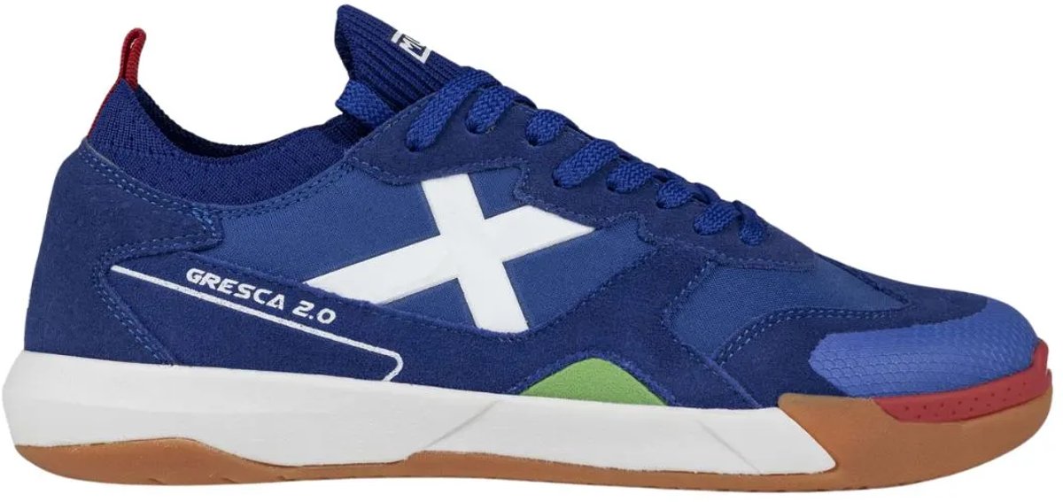 Blauwe Munich Gresca 2.0 zaalschoenen voor mannen, met suède, PU en nylon, en opvallende witte X-logo. EU maat 40.