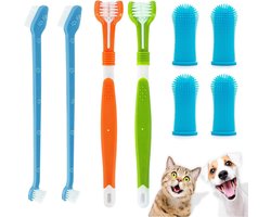 2 Pcs Dog Toothbrushes - 4 Finger Toothbrushes - 2 Double Headed Toothbrush - Multi-Angle Tooth Cleaning Kit voor Kleine - Medium en Grote Honden