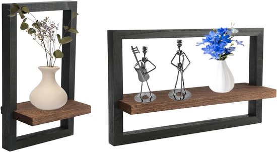 Uten Zwevende planken ruimte aluminium wandmontage set van 2, hangende wandplanken voor slaapkamer, keuken, badkamer, woonkamer, thuiskantoor, opbergorganizer