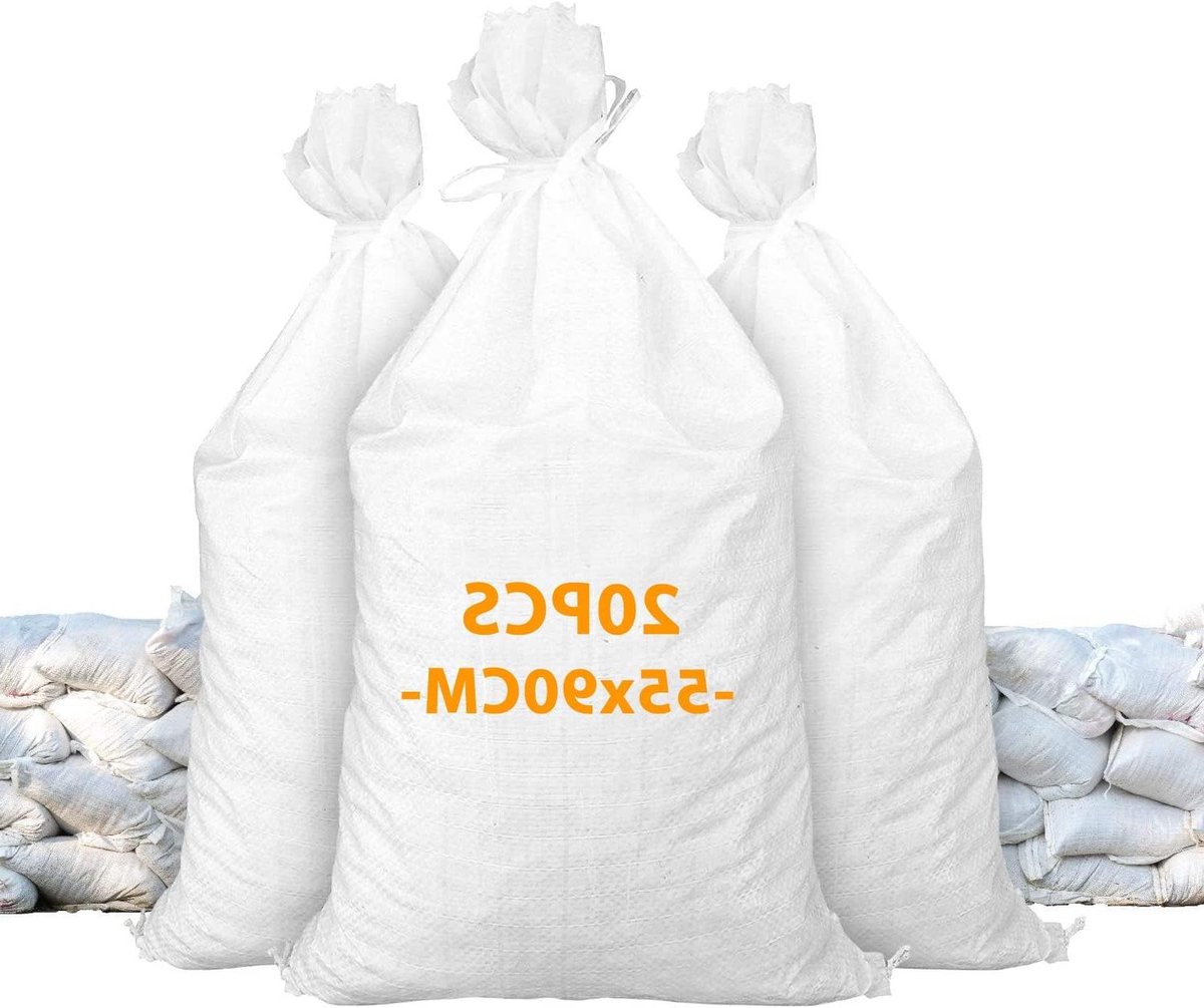 Allecto Plus - Set van 20 PP-weefselzakken 55 x 90 cm - 50 kg graanzak - wit - zandzakken - transportzak - opslagzak voor thuisgebruik - sterke zakken met hoog draagvermogen