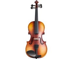 Viool 4/4, Armlengte 584,2 mm, Set met Koffer, Hars, Strijkstok, Schoudersteun, Brug, Tuner en Extra Snaren, Geschikt voor Kinderen Vanaf 12 Jaar (Bruin)