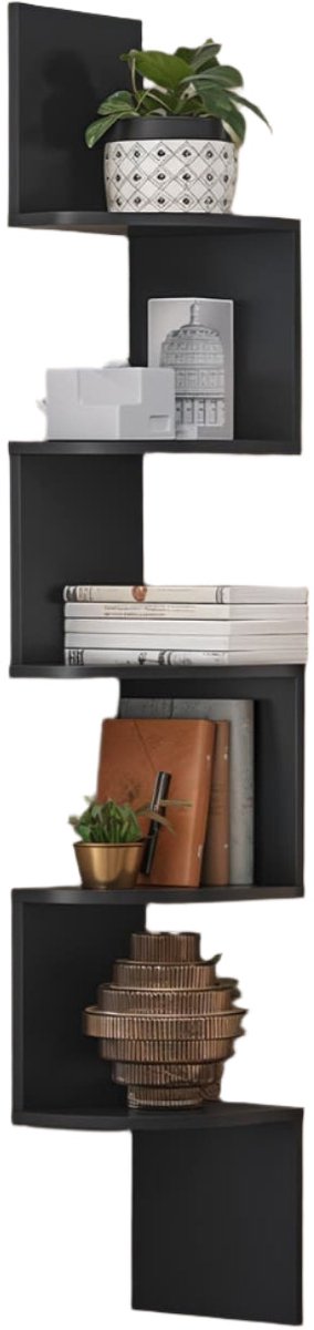 5 Level hoekplank - wandplank - zwevende plank - unieke look - 20 cm x 20 cm x 127,5 cm