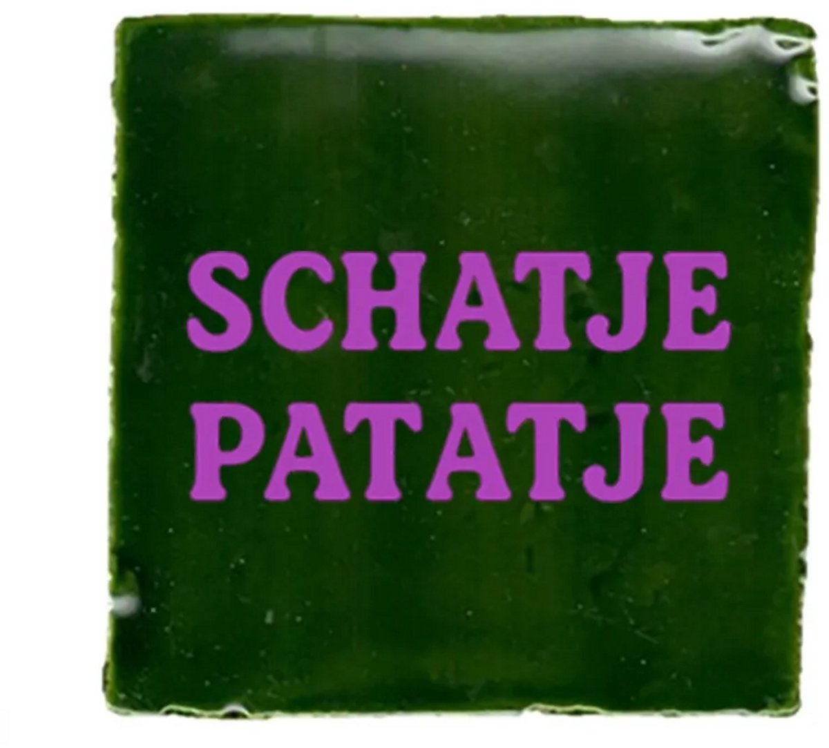Hogenkamp Klompen & Souvenirs Schatje Patatje - Gekleurd groen tegeltje - 10x10 cm