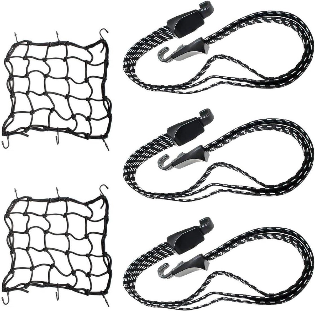 Inovra Plus - Spanrubber met haken voor fietsbagagedrager - 5 stuks rubberen spanners - Bagagespanners voor fiets - Fiets spanbanden met haken