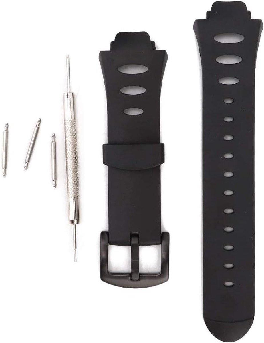 Allecto Plus - Waterdichte rubberen horlogeband voor sportactiviteiten en vervanging van smartwatch band - Zwart - Duurzaam en flexibel - Polshorloge accessoire.