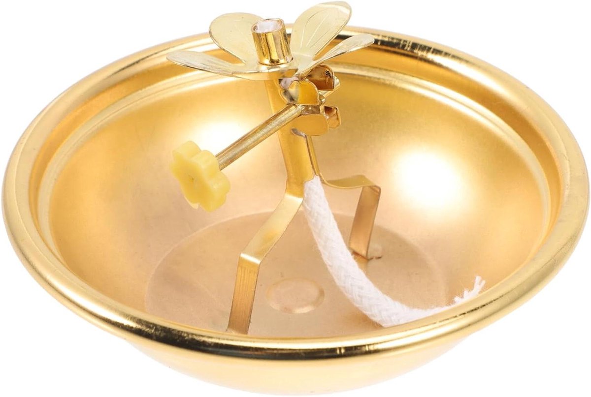 Inovra Plus - Vintage olielamp met lont en kaarsenhouder voor meditatie en decoratie in boeddhistische stijl