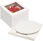 Boîtes à cupcakes Witte - 2 pièces en karton avec fenêtre transparente - Emballage en carton de 20 cm pour gâteaux - Petite boîte à gâteaux et support à gâteaux jetable pour anniversaires et fêtes