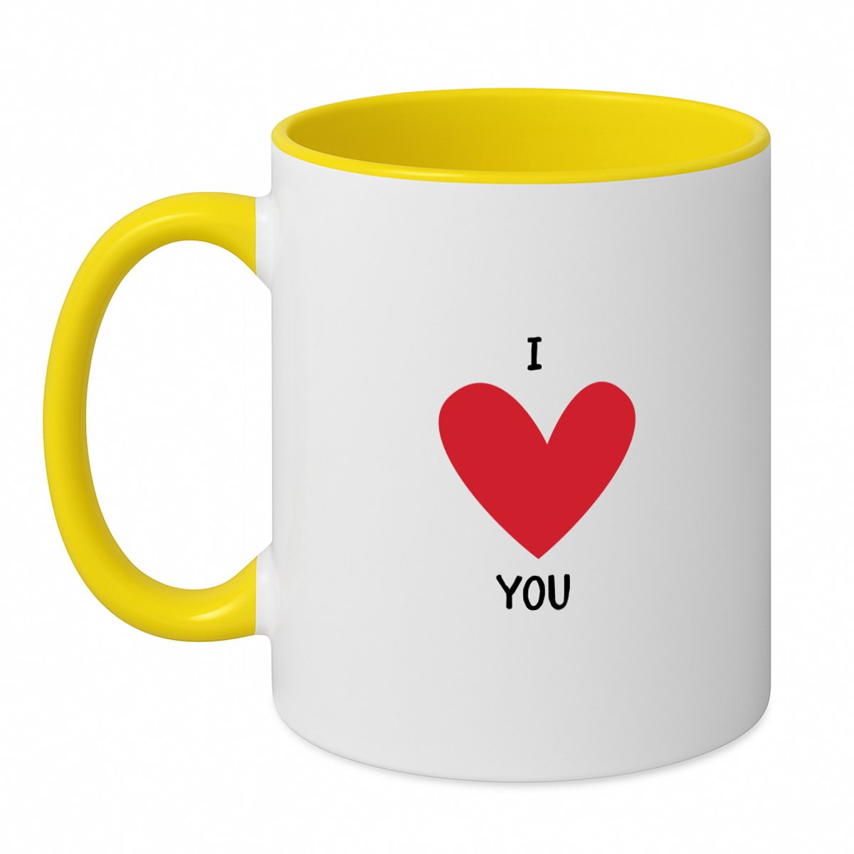 Hacebo® - I love you koffiebeker geel - Liefde - Vriend en vriendin - thee mok - koffie beker - Cadeau voor je vriendin - cadeau voor je vriendje - Valentijnsdag - koffiemok - 350 ML inhoud