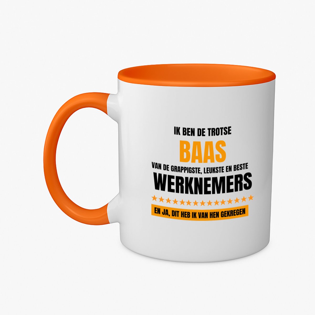 Hacebo® - Trotse baas koffiebeker oranje - Baas - een baas - thee mok - koffie beker - werk - afscheidscadeau - verjaardagscadeau - kado - gift - koffiemok - 350 ML inhoud