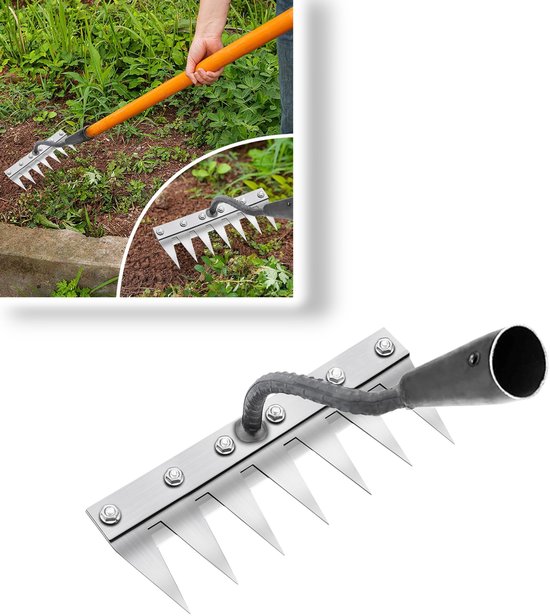 7-tands onkruidhark – koolstofstalen handvat – afneembaar