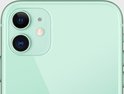 Lichtgroene iPhone 11 met dubbele camera aan de achterzijde.
