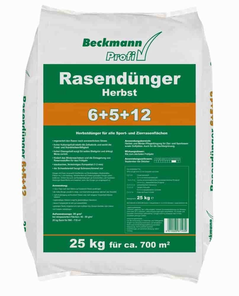 25 kg Gazonmest Herfst Beckmann NPK-6+5+12 voor ca. 700m²