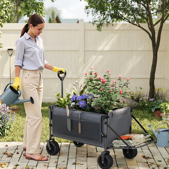 Opvouwbare Tuinwagen - Bolderkar - Tuinkar - Voor Camping, Picknick of Strand - Handkar met 200L Capaciteit & Achterdeur Wielen - Trolley Winkelwagen van Merkloos — afbeelding 5