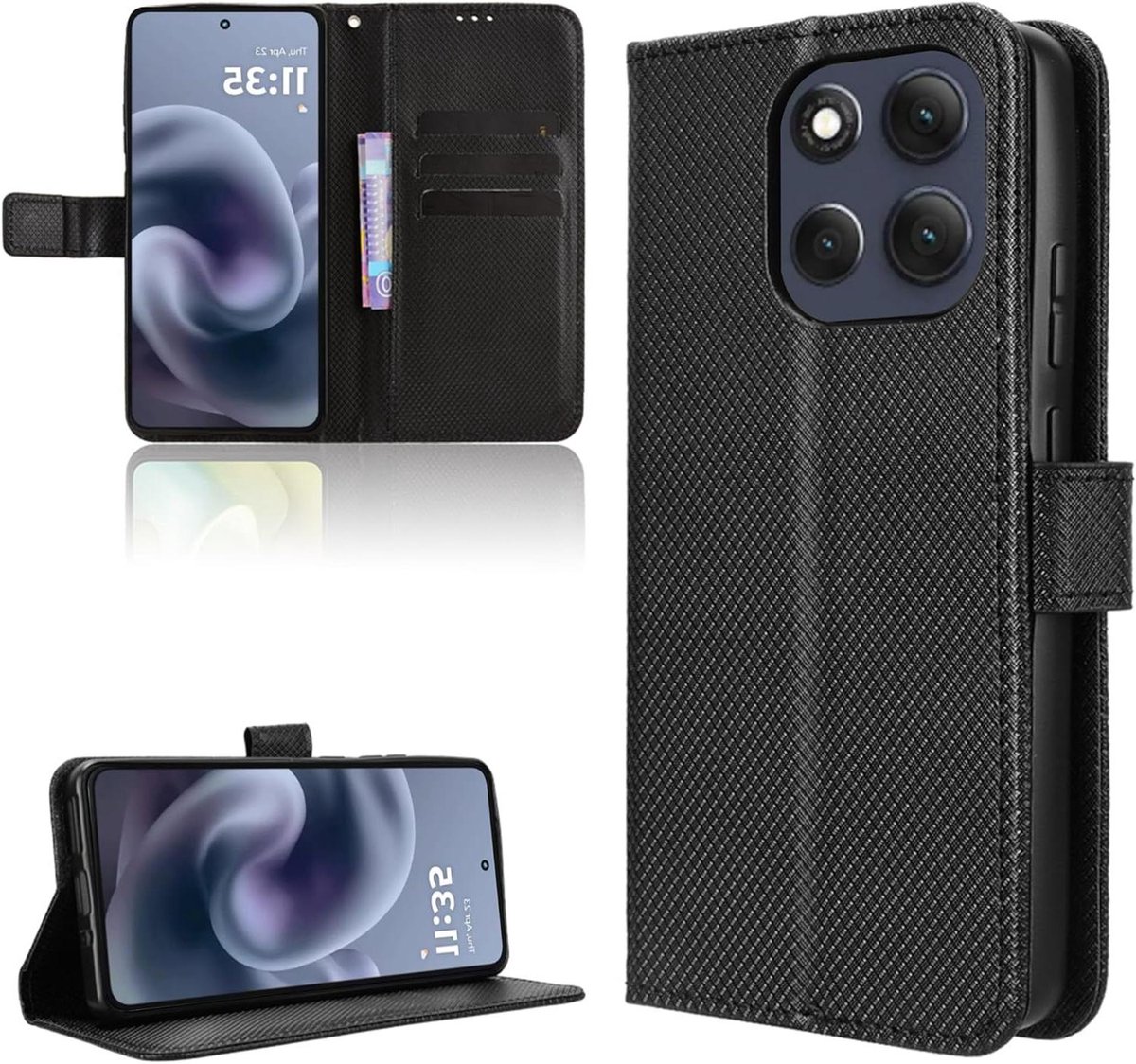 Portemonnee Vezelhoes voor Motorola Moto G86 5G - Zwart - Standfunctie en Kaartenvak