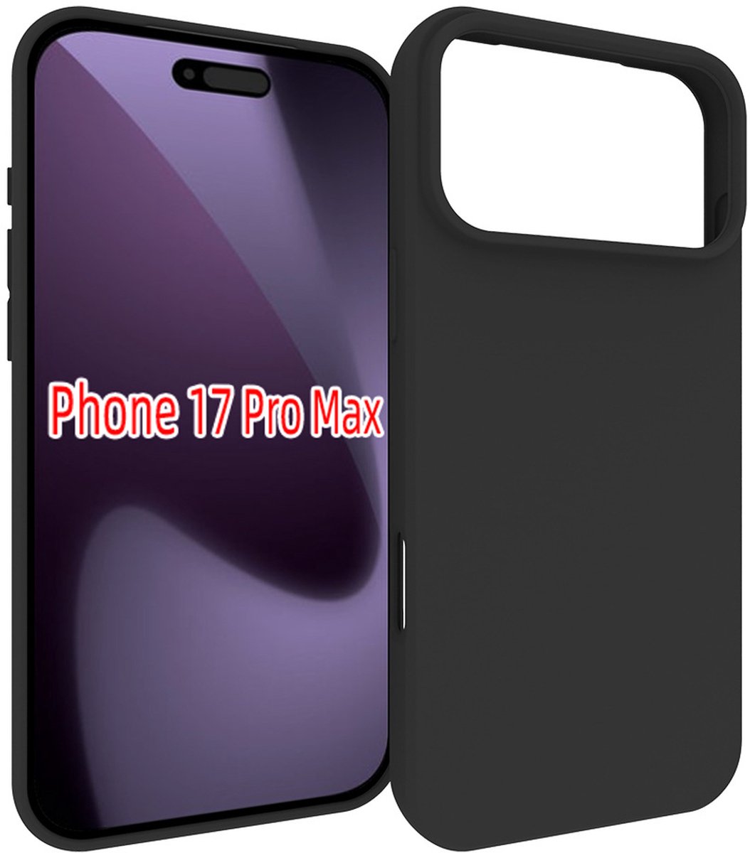 MobyDefend Hoesje - Geschikt voor iPhone 17 Pro Max - TPU Backcover - Mat Zwart