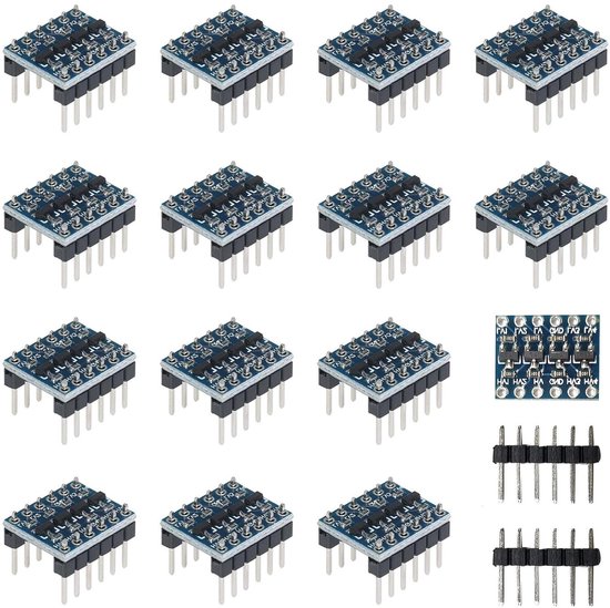 15 Stuks 4-kanaals Niveauconverter – Bidirectionele 3V-5V Level Shifter, Met Omkeerbeveiliging