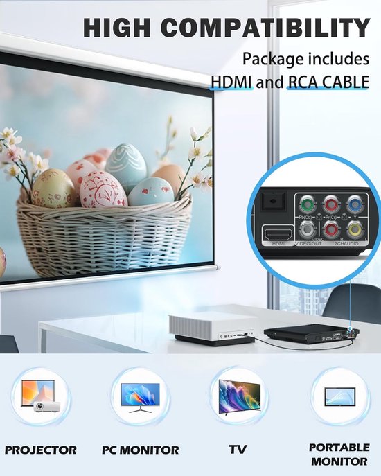 RFWR® Regiovrije DVD speler voor TV met HDMI en RCA, Ondersteunt NTSC/PAL - Compacte en gebruiksvriendelijke CD/DVD-speler van RFWR® — afbeelding 4