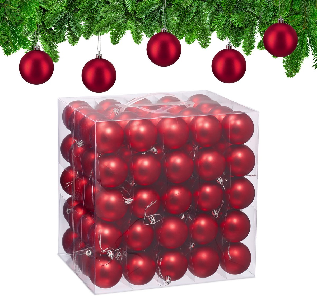 kerstballen set van 100 - Ø 6 cm - mat - kunststof - rood